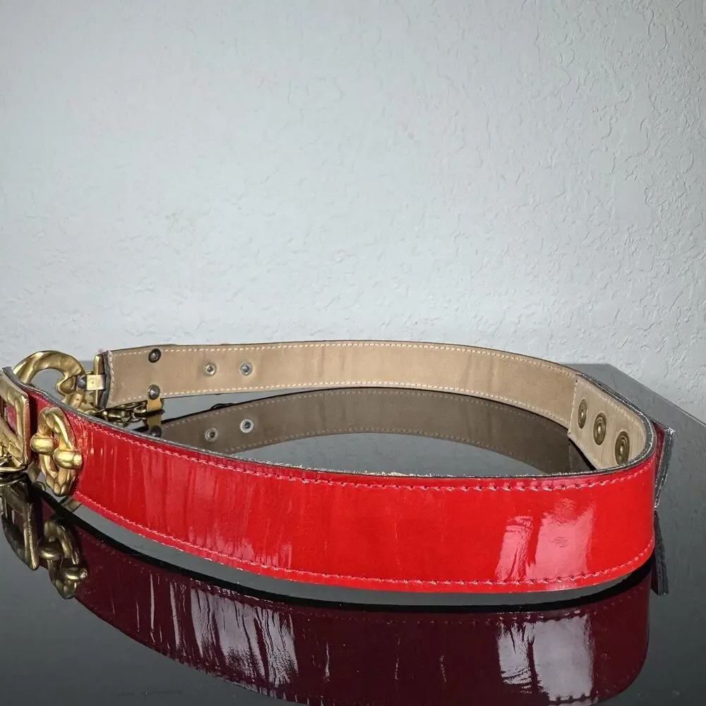 Leatherock Red Leather Belt Gold Hardware 8452 Sz M